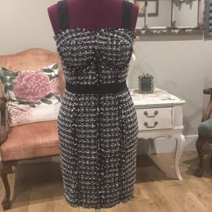 Guess Los Angeles tweed bustier dress black &white